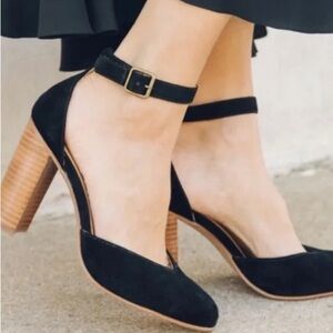 Anthropologie Soludos Collette Heels Leather Velvet 7.5 Night Out Holiday Party